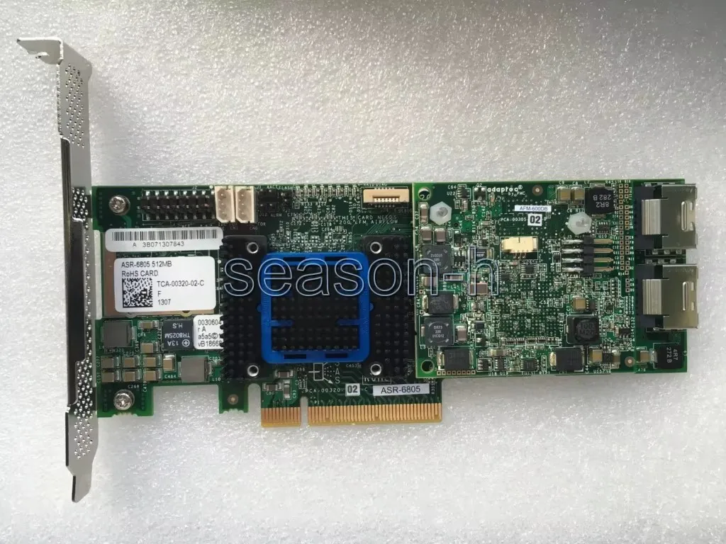 

Raid 6805 SAS PCIe, 8 портов 512 МБ RAID 0, 1, 5, 6, 10, 50, JBOD, 1E, 5EE