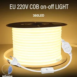 COB LED Neon Şerit Işık 220 V Güç AB Tak Kısılabilir/Anahtar RA90 360 LEDs/m Yüksek Lümen Su Geçirmez Mutfak Dolabı Arka Işık