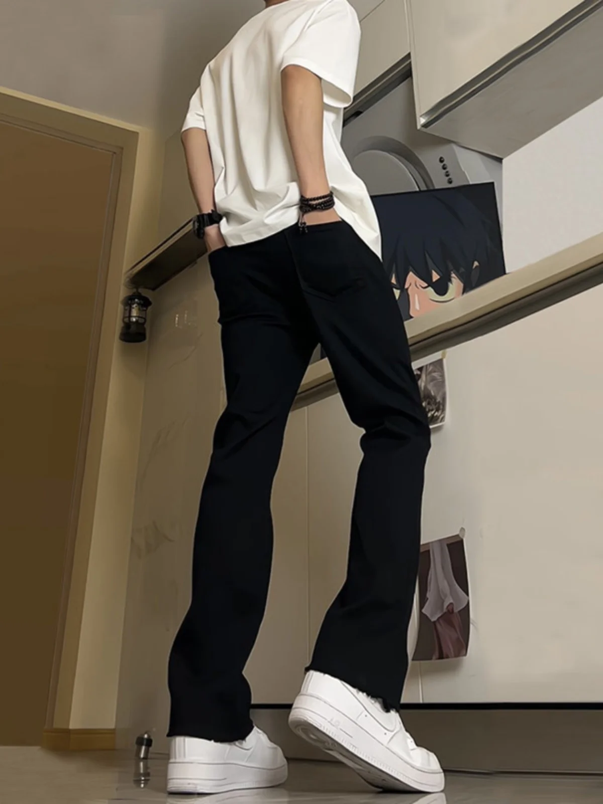 

Мужские джинсы Pure Bla Slim Fit, эластичные, с расклешенным низом, в американском стиле, прямые брюки, молодежные модные джинсы