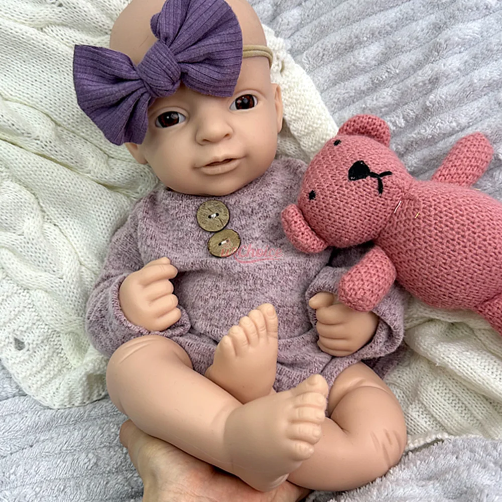 واقعية قابل للغسل مفتوحة الفم 17 "غير مصبوغ سيليكون تولد من جديد طفلة لينة دائم دمية Muñeca جامع الفنان دمية المتحمسين #5