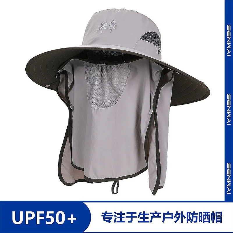 Custom Logo Embroidery Summer Fishing Hat Waterproof Quick Dry Outdoor Sun Protection Full Face Fisherman Hat