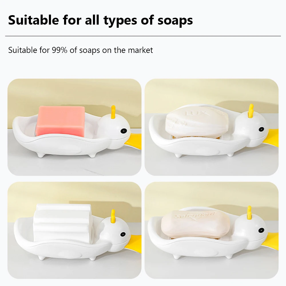 Cute Duck Soap Dish Self-Draining Soap Holder For Bathroom Kitchen Soap Container Bathroom Accessories