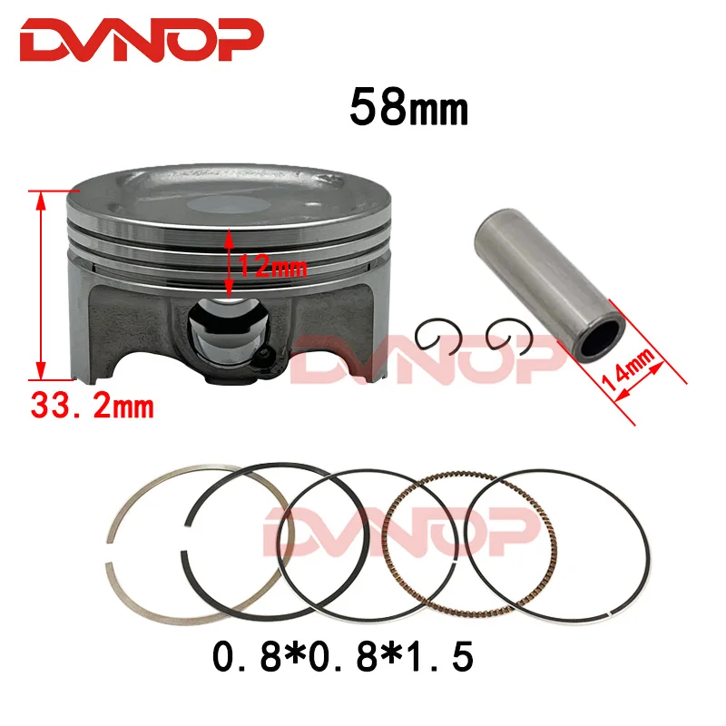 Skuter 58mm zestaw tłoka dla Yamaha N max 155 NMAX Aerox 155cc 2DP-E1631-00 B63E160300 4-suwowy
