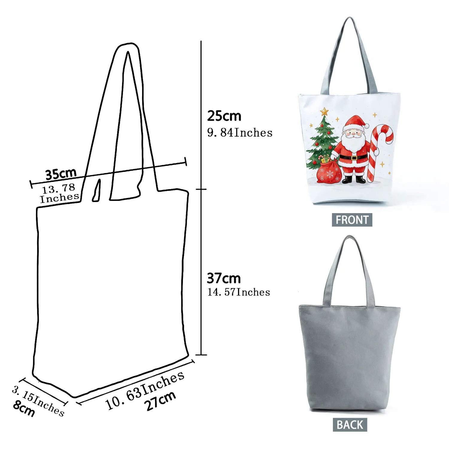 Cute Christmas Santa Candy Cane Printed Women Handbag Daily Shoulder Bag Eco Shopper Bag Large Capacity Tote Bolso Can DIY