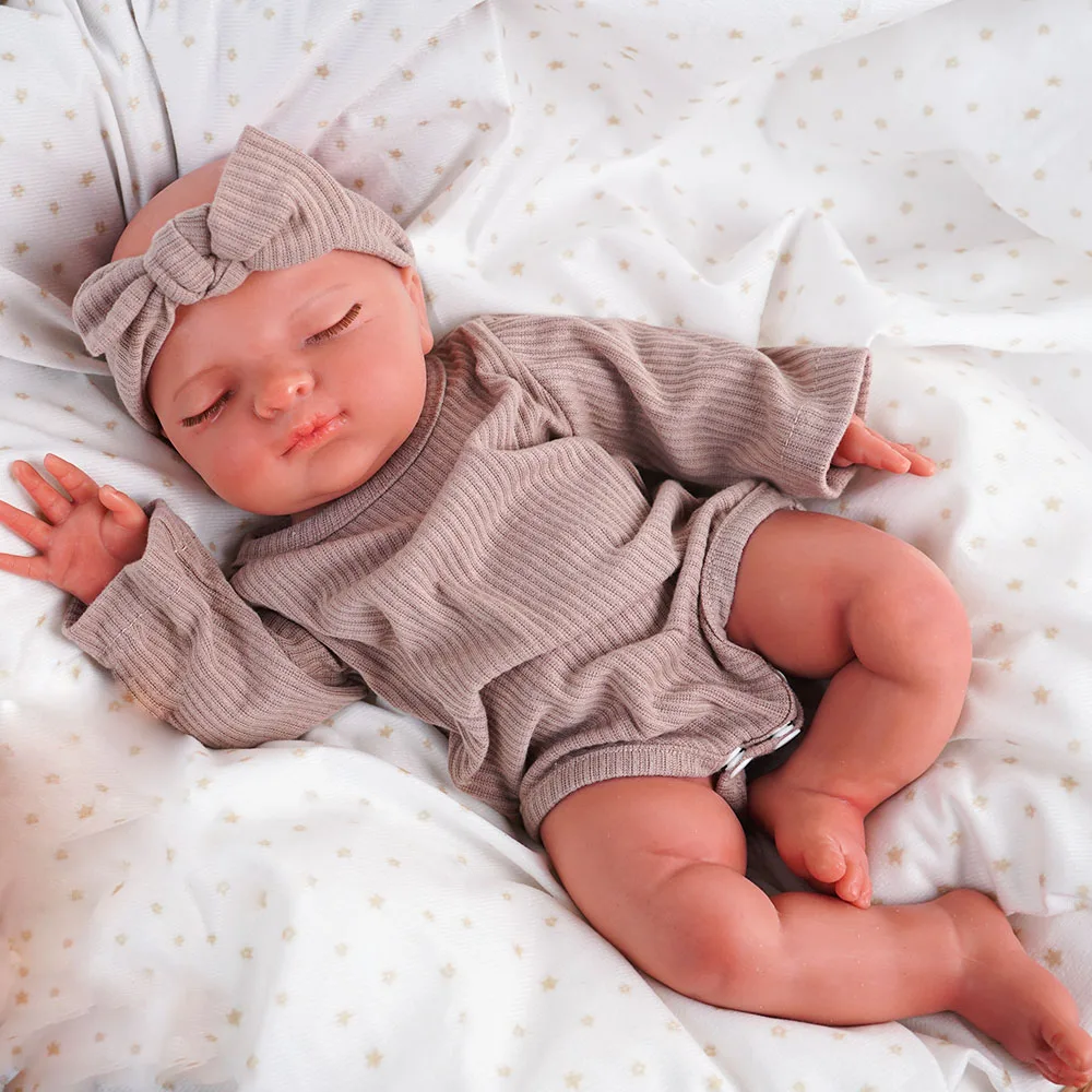 Silicone Reborn Doll Real Touch Detailed Craft Reborn Doll for Senior Reborn Collectors Hobby Display Desktop Ornament Gift