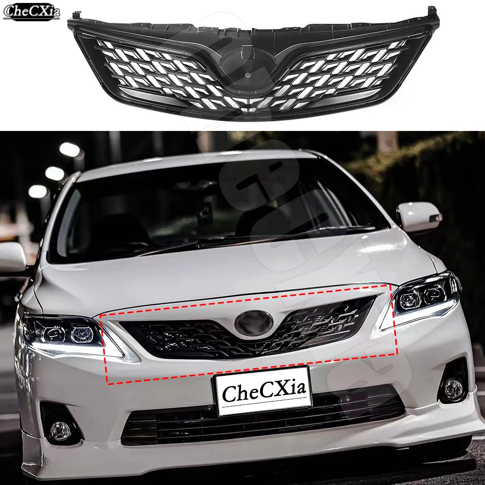 Modified For Toyota Corolla Racing Grill For Corolla 2010-2013 Modified Front Bumper Mesh Cover Front Grill Grille For Trims