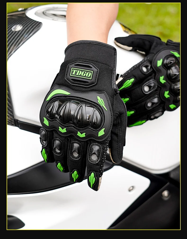 Sommer Motorrad Atmungsaktive Vollfinger Handschuhe Leder Schutzausrüstung Dirt Bike Sport Racing Reithandschuhe – Detail 18