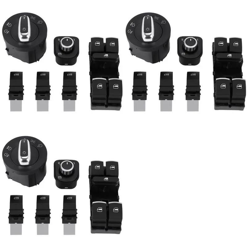 

3X переключатель фар и переключатель подъема окна для VW Golf Mk5 Jetta 5 Passat B6 Touran Seat 5ND941431A 5ND959857 5ND959565B