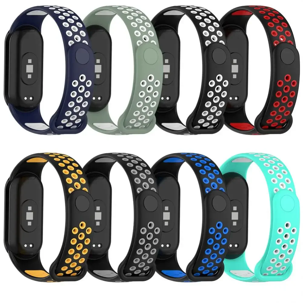Two-tone Silicone Strap For Xiaomi Mi Band 11 10 9 8 Smartwatch Replacement Bracelet Wristband For Mi Band 11 10 9 Accessories