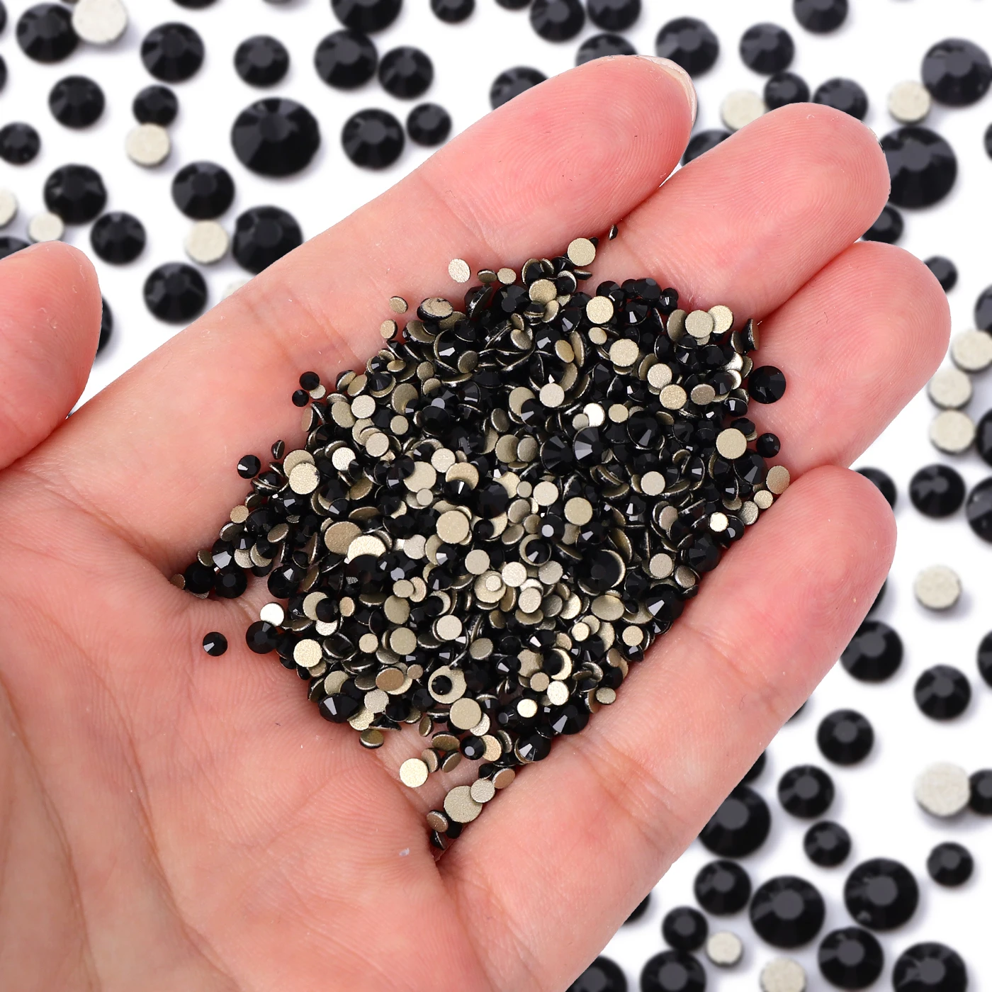 1440Pcs/Pack Golden Bottom Glass Flatback Rhinestones High Quality Glitter Golden Bottom Stones Glue on Diamond for DIY Nail Art
