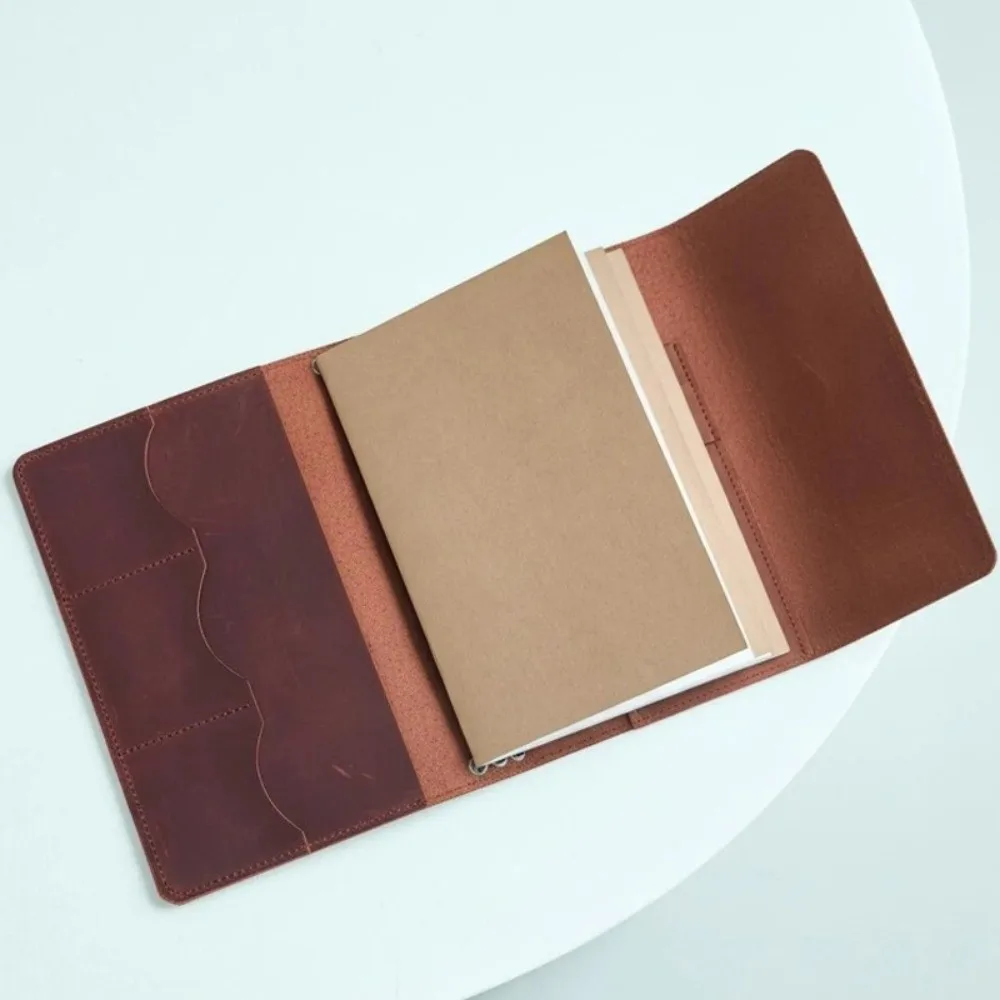 Vintage A5 Notebook Organizer Loose Leaf Refillable Notebook Cover Compact Crazy Horse Leather Book Protective Cover For Hobby