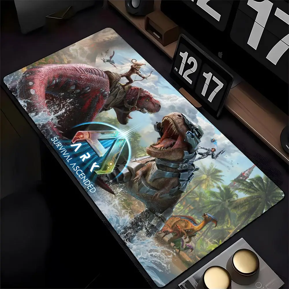 Ark Game Survival Ascended Mouse Pad Mousepad HD الطباعة ألعاب الكمبيوتر قفل الحافة عدم الانزلاق ماوس الوسادة XXL90x40cm لوحة المفاتيح P