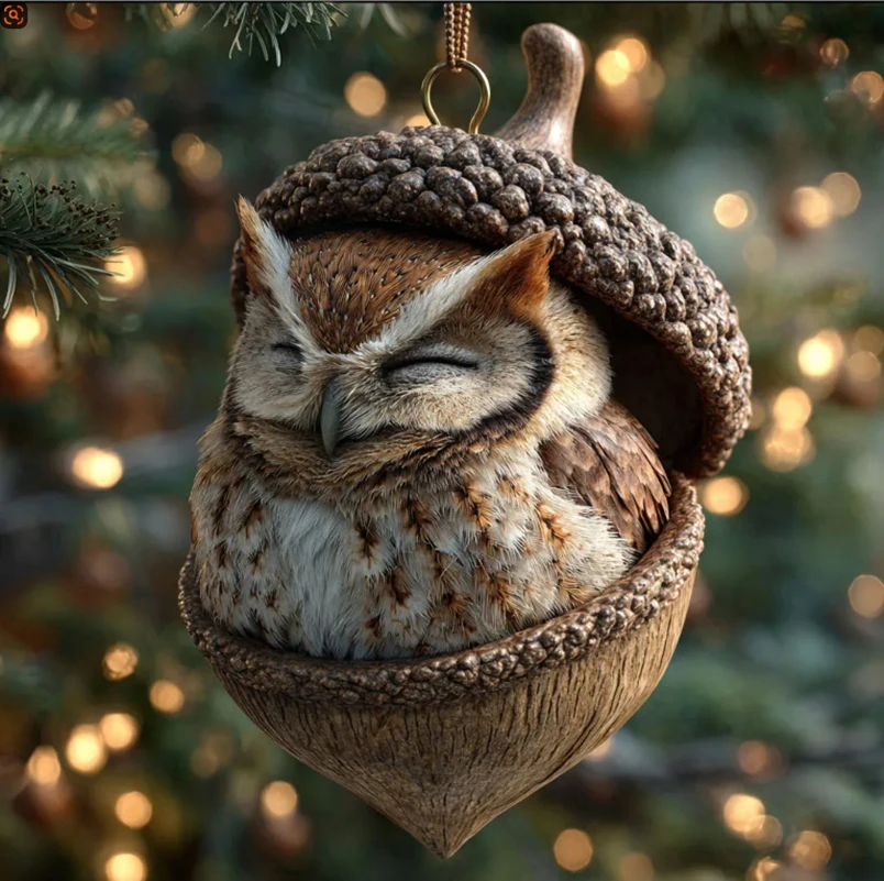 Woodland Creature Ornaments Lightweight Holiday Acrylic Hangings Christmas Tree Ornaments Rustic Acorn Decorations For Home