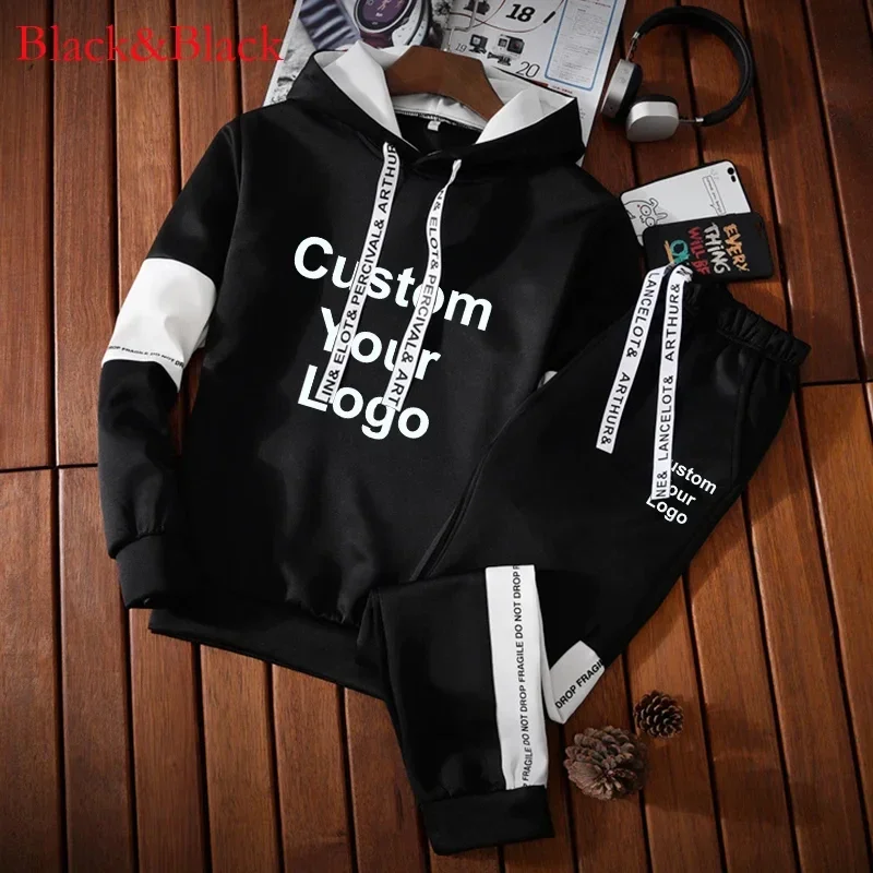 New Fashion Men's Tracksuits Man Sweatshirts + Trousers 2 Pieces Set Male Outdoor Fitness Outfit