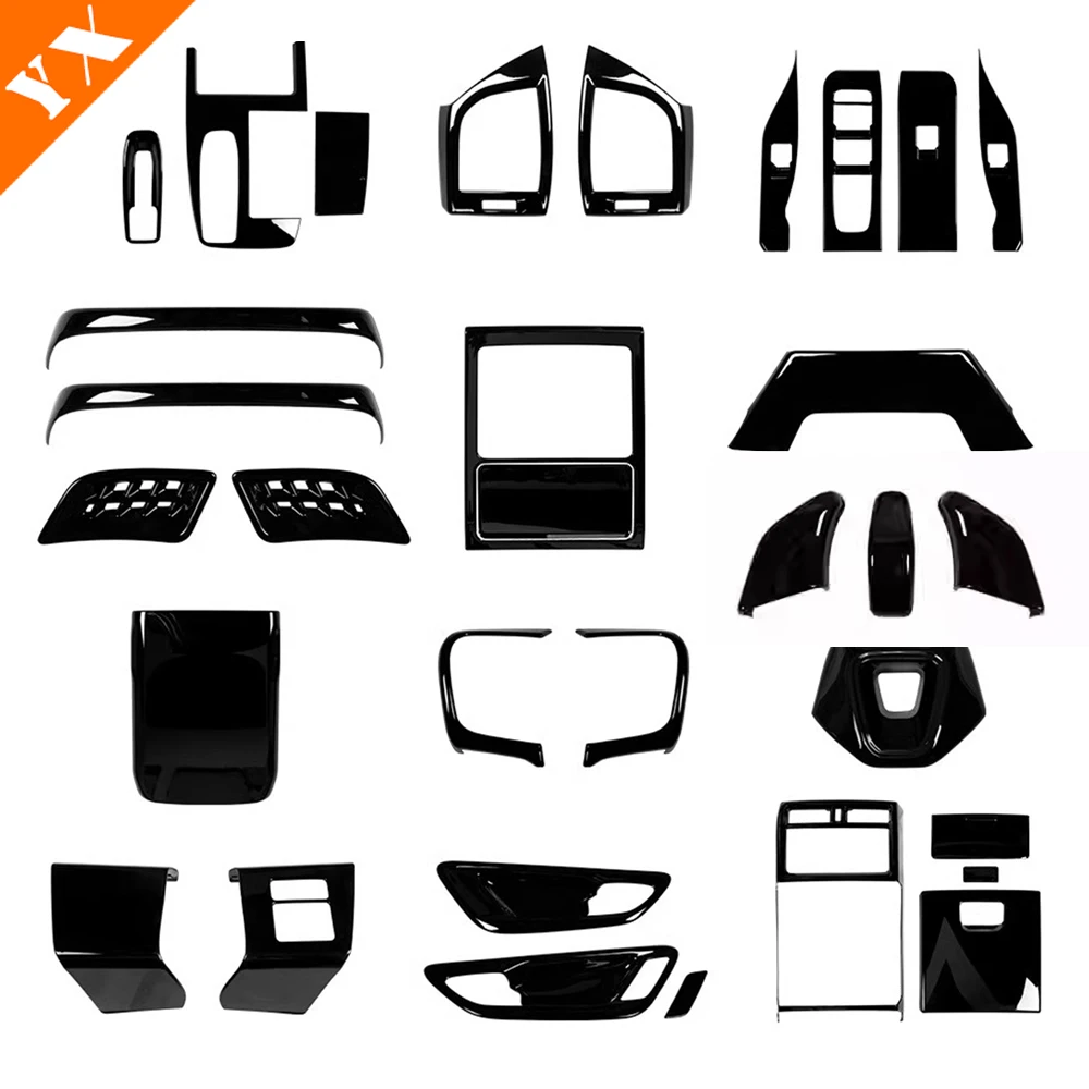 

Full Set Black Interior For Toyota Alphard 2024 Accessories Car Gear Shift Panel Rear Armrest Cover Inner Handle Window Lift