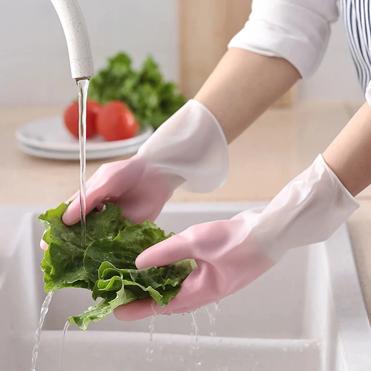 1Pair Silicone Cleaning Gloves Dishwashing Cleaning Gloves Scrubber Dish Washing Sponge Rubber Gloves Cleaning Tools