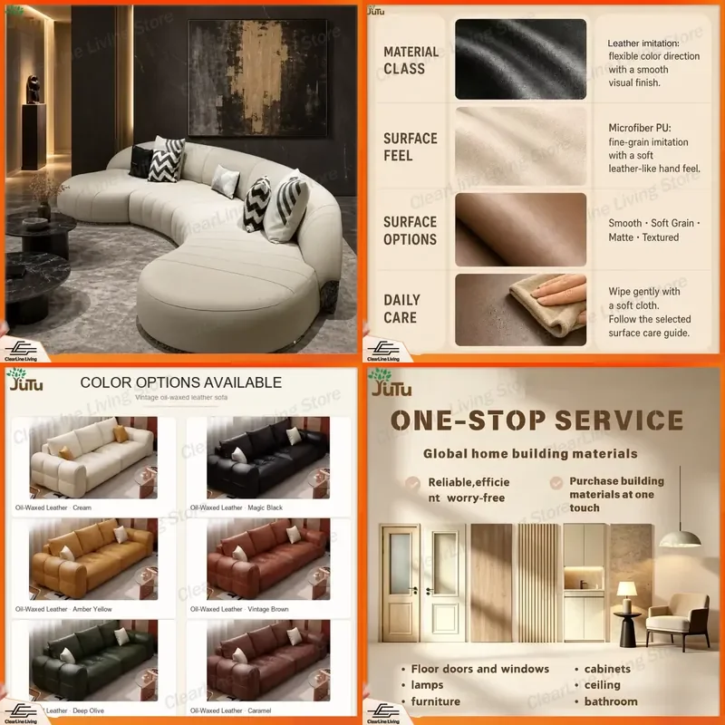 Nordic Leather Sofa Soft Texture Warm Urban Home Leisure Area Apartment Design Natural Color Retail Interior Design Project