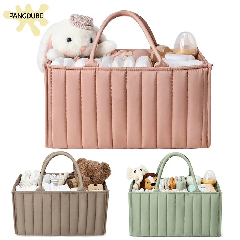 PANGDUBE tas popok bayi bertumpuk & Caddies Nursery Organizer keranjang penyimpanan popok untuk barang-barang bayi ibu tas popok