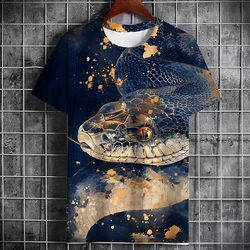 Summer Men's Animal Snake Pattern 3d Printed Short Sleeve Street Fashion Creative Harajuku T-Shirt O Collar Casual Top Clothing