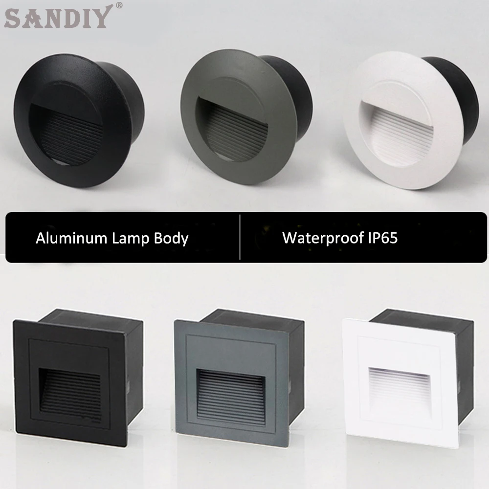 SANDIY Outdoor Stair Light 12v 220v Wall Lamp Exterior Balcony Nightlights Waterproof Step Lighting for Fence Gate Terrace IP65