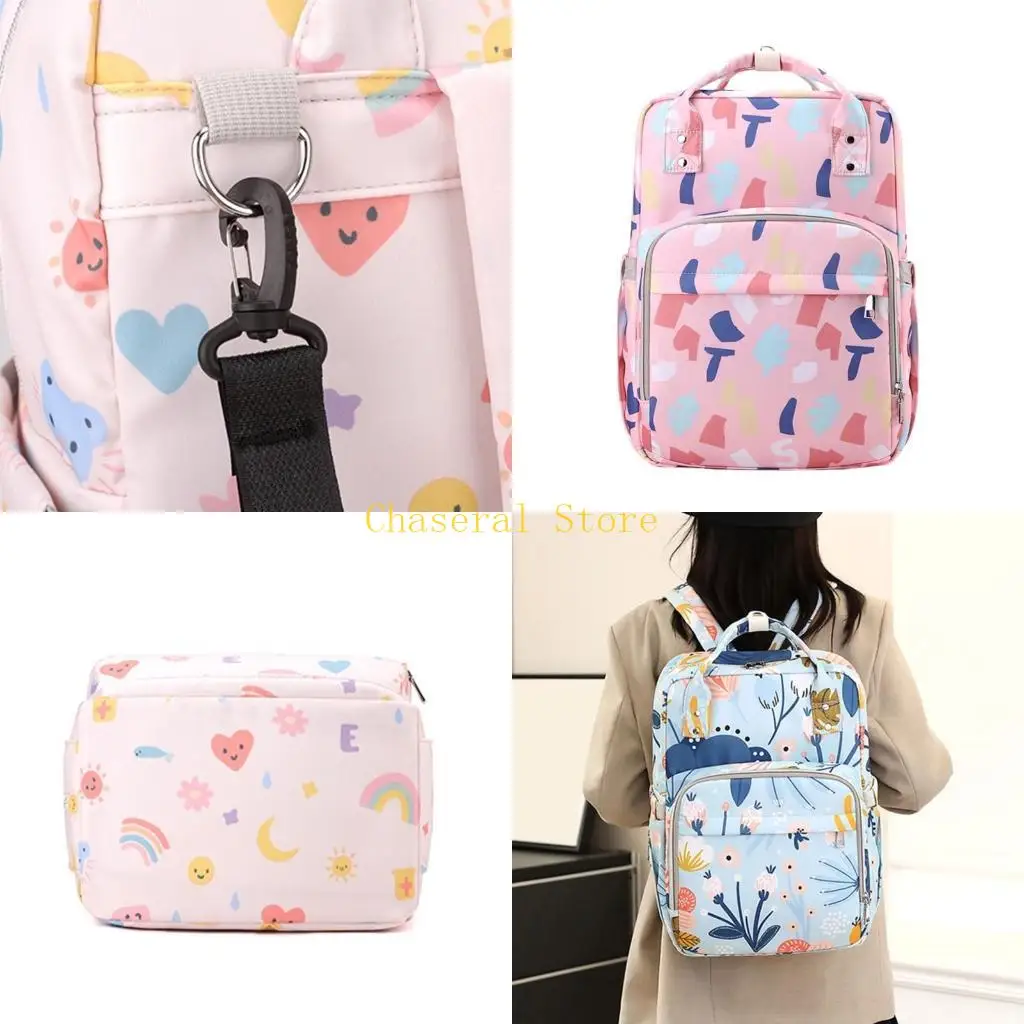 

E7CE Easy Clean Large Diaper Backpack with Comfort Straps Nylon Bag for Modern Moms