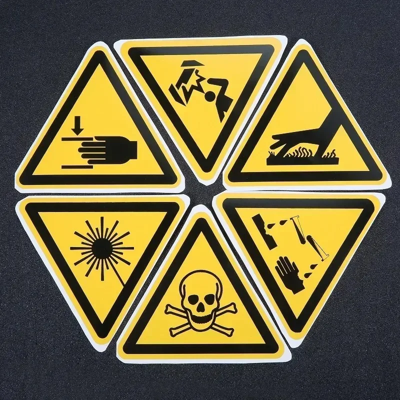 

5Pcs Warning Sticker Toxic/Laser Sign Safety Labels Water-Proof Oil-Proof Tear-Resistant Warning Tags Wall Machine Sticker