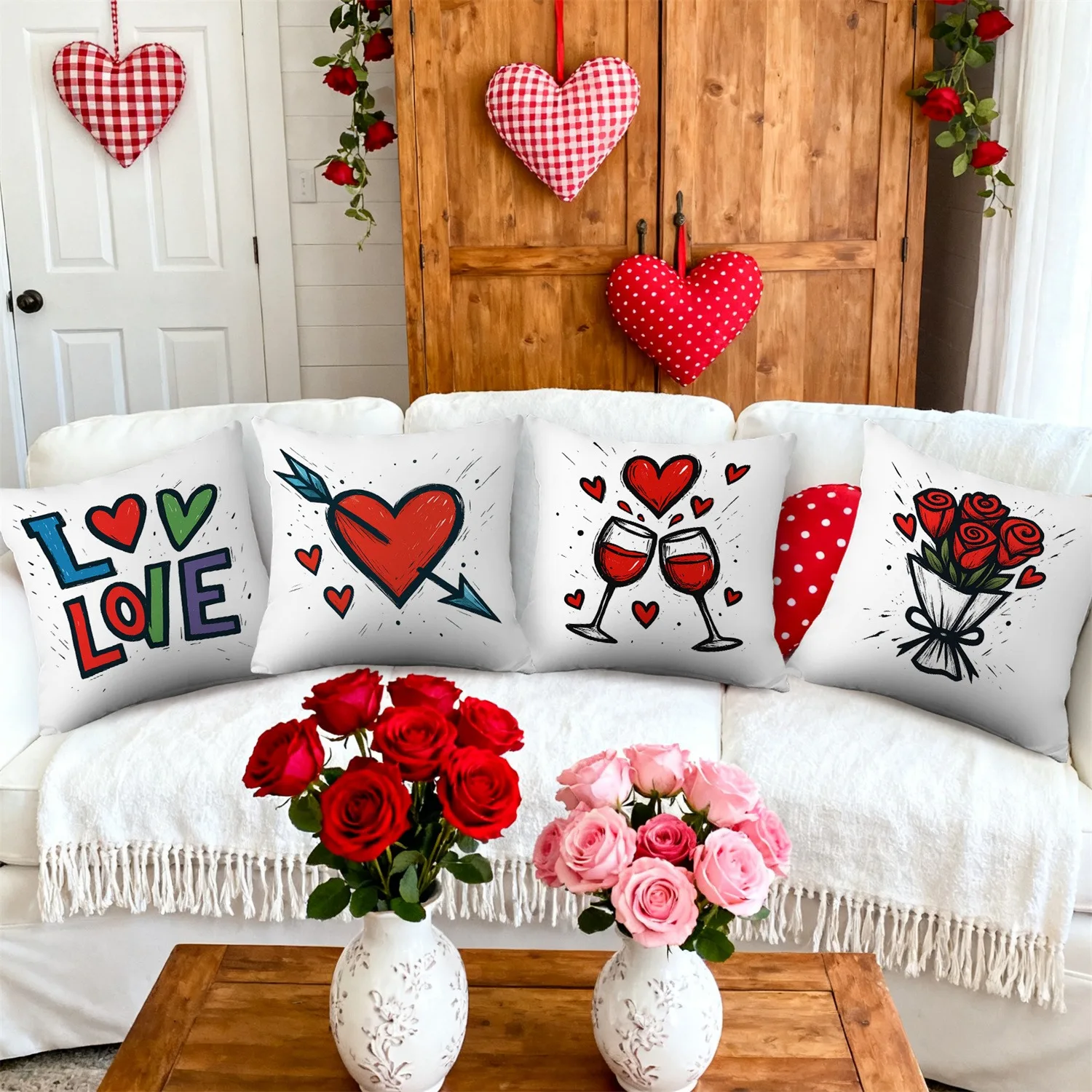 

Наволочка «Грайливая любовь»: красочный графический дизайн, чехол для подушки для веселого дивана, спальни, домашний декор