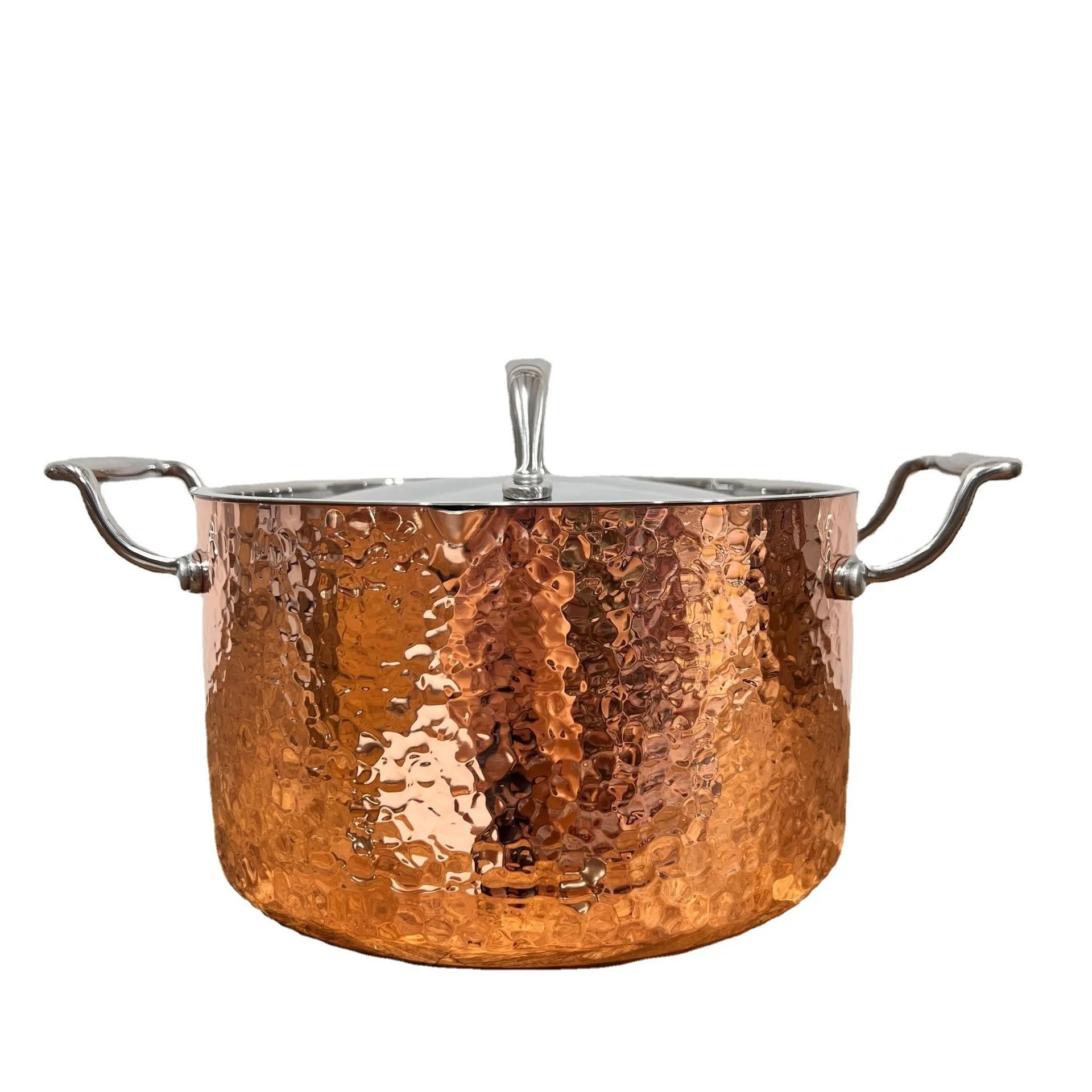 Copper hammer punch soup pot 20*12cm household large-capacity binaural soup pot soup porridge stew pot