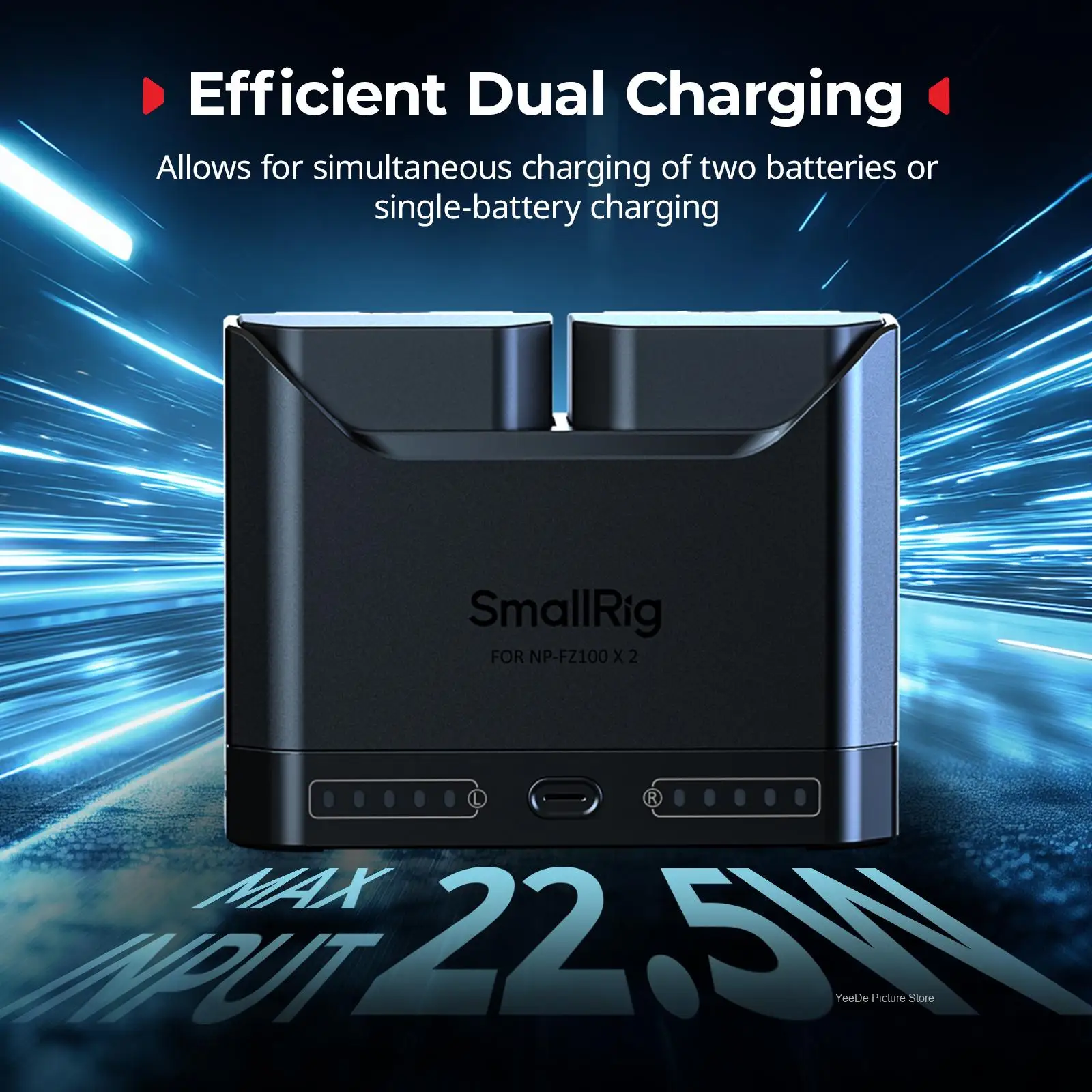 SmallRig Kamera-Akkuladegerät für Sony NP-FZ100 Akkus USB-C Schnell-Ladeanschluss Ladekoffer 5489