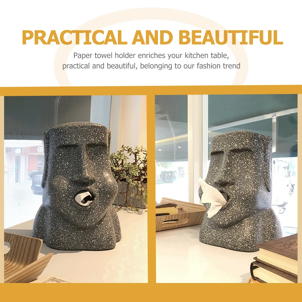 

Moai Face Tissue Box Holder Funny Desktop Storage Case Bathroom Kitchen Bedroom Decorative Napkin Dispenser Paper Towel