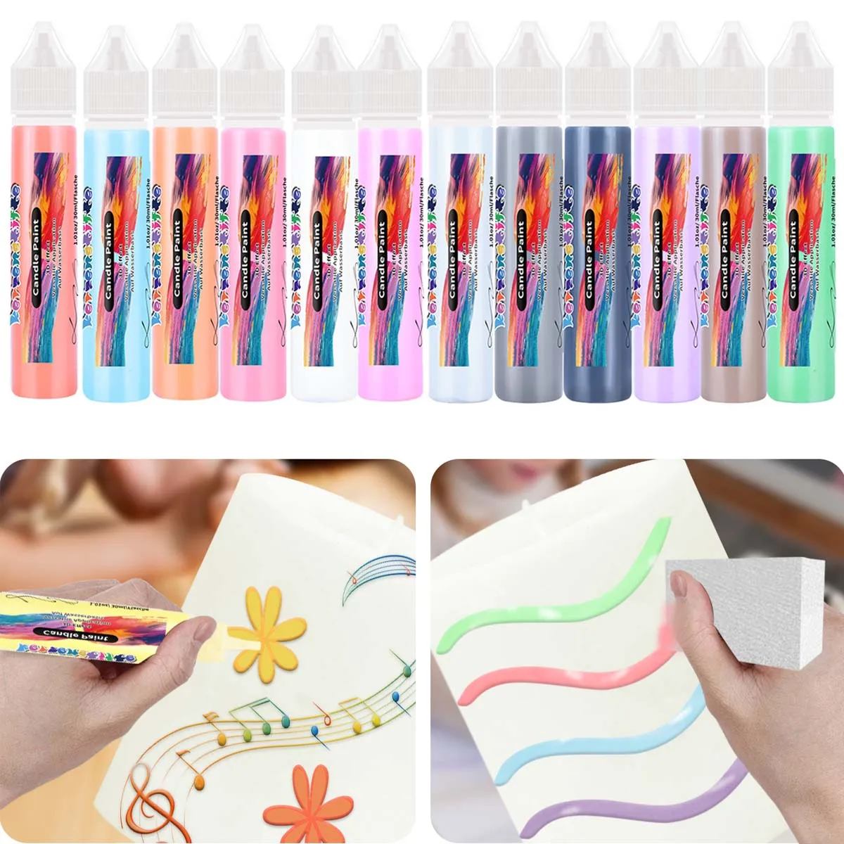 30ml/pcs Candle Pen with Three-dimensional Hook Wire Strong Adhesion for Hand Painted Candles Ceramic Metal Glass Supplies