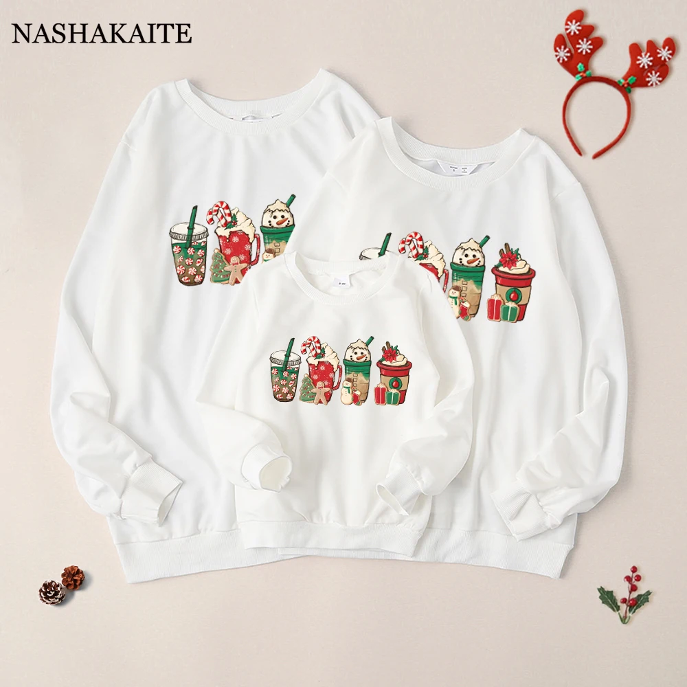 

Christmas Sweatshirt matching family outfits snowman candy biscuit Print Clothes Family Mommy And Me Clothes Family Look