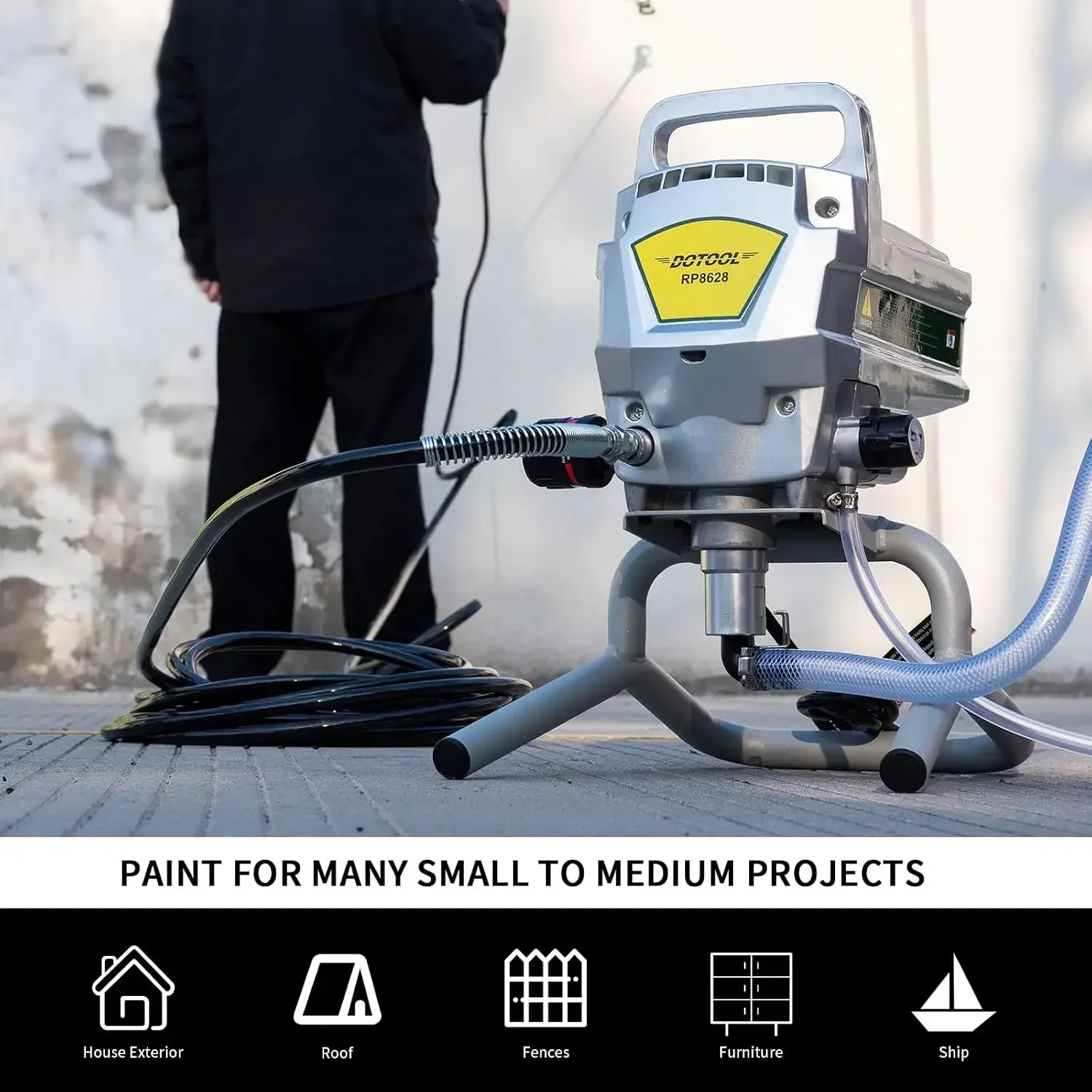 US Shipping 950W Airless Paint Sprayer,3300PSI High Efficiency Paint Sprayer Gun | Thinning-Free,with Extension Pole,for Home In