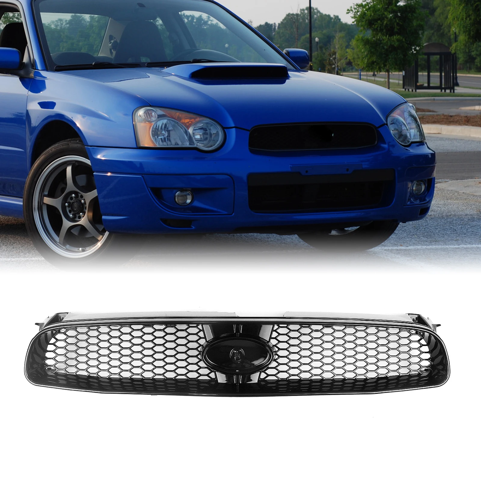 Front Grille Racing Grill For Subaru Impreza 8th 2004-2005 Carbon Fiber Look/Gloss/Matte Black Car Upper Bumper Hood Mesh Grid