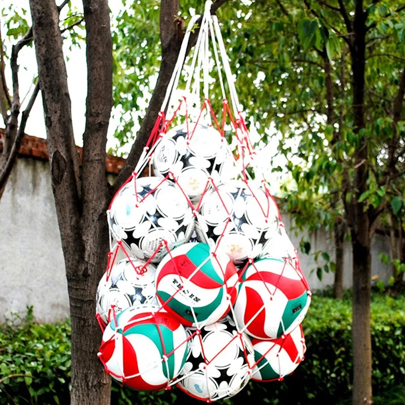 Filet de transport portable pour basket-ball, filet à mailles pour cerceau de football, fil de nylon standard durable, sac IkVolleyball en plein air