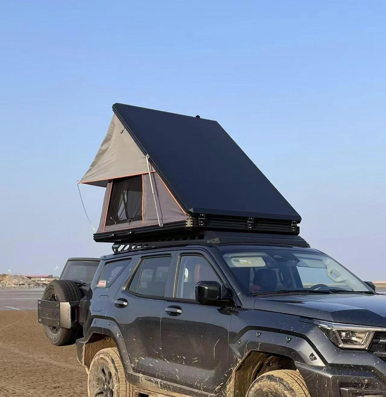 af-Light Weight Aluminum Triangle  Hard Shell Roof Top Tent for Automatic Car Camping Rooftop