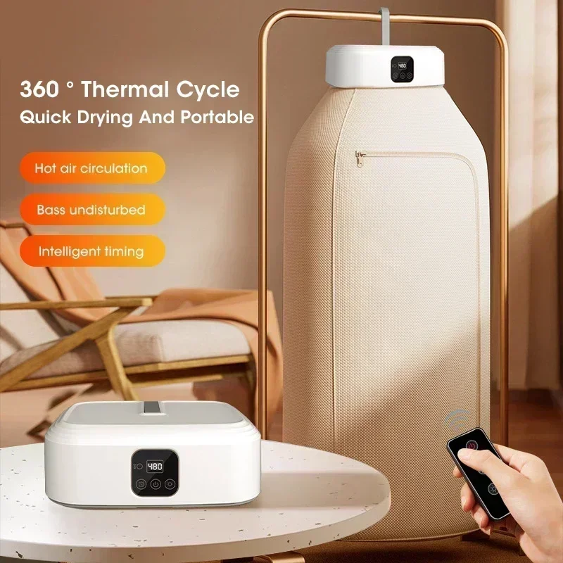 Mini Portable Dryer Foldable Electric Dryer Intelligent Timed Fast Drying Household Cabinet with Drying Bag Compact Travel Style image 3