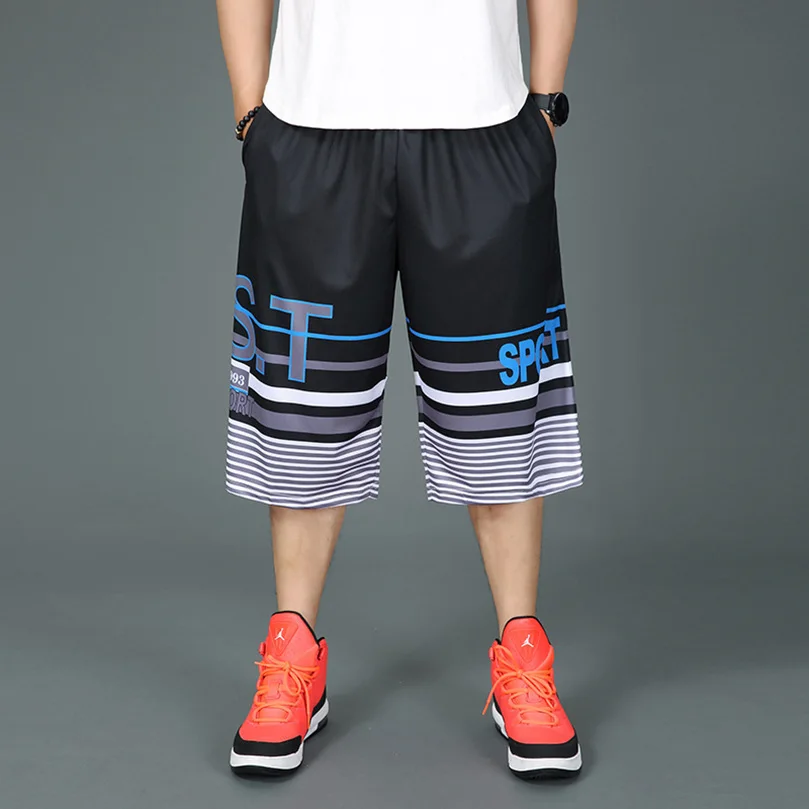 Baggy Shorts Men Patchwork Striped Letter Print Sportswear Oversize Streetwear Men\'s Sports Training Beach Pants Summer