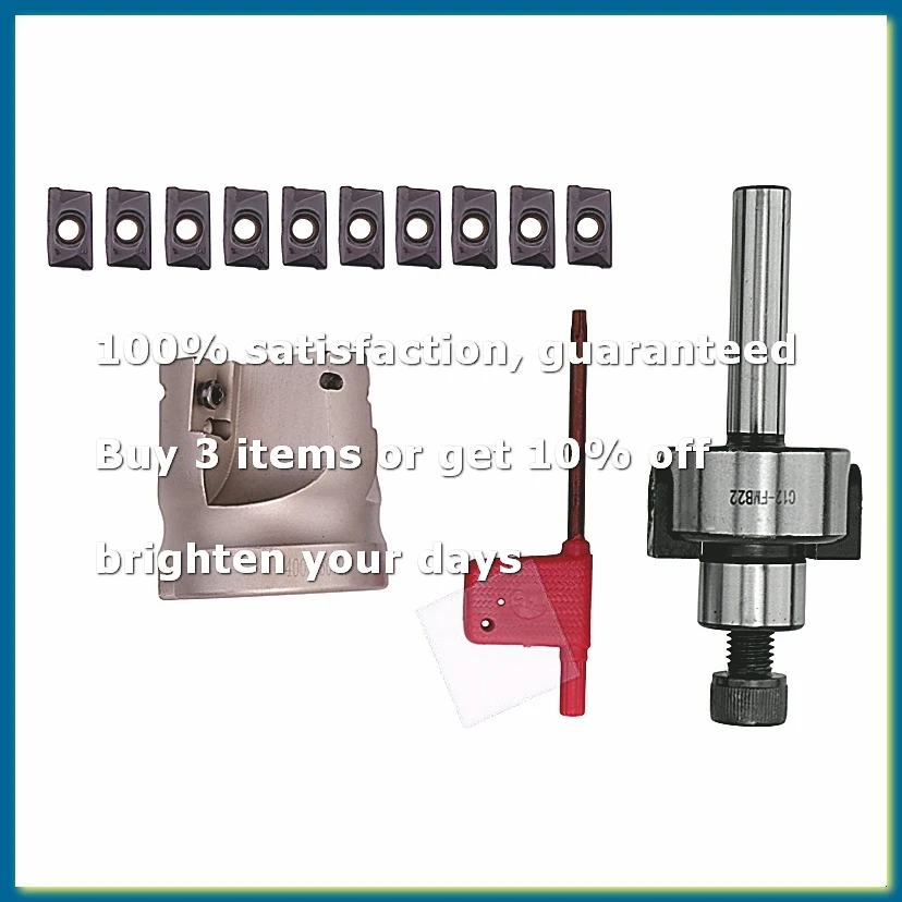 ●C12 FMB22+ 400R Right Angle Shoulder Face Mill Cutter 50mm + 10Pcs APMT1604 Carbide Inserts with Wrench for Milling Tool