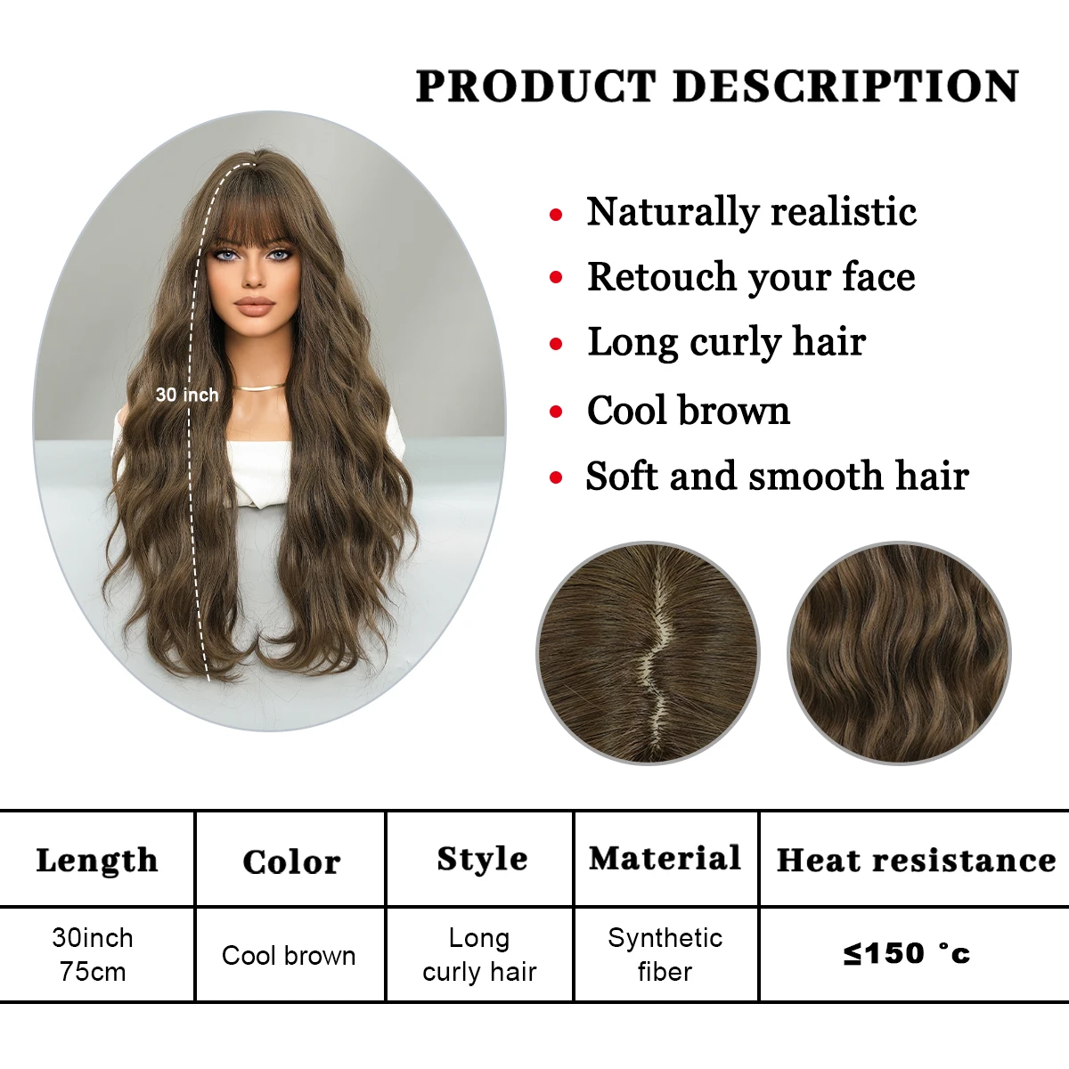 PARK YUN Long Curly Light Brown Wig For Women Daily Use High Density Layered Middle Part Hair Wigs Synthetic Wig With Fluffy Wig