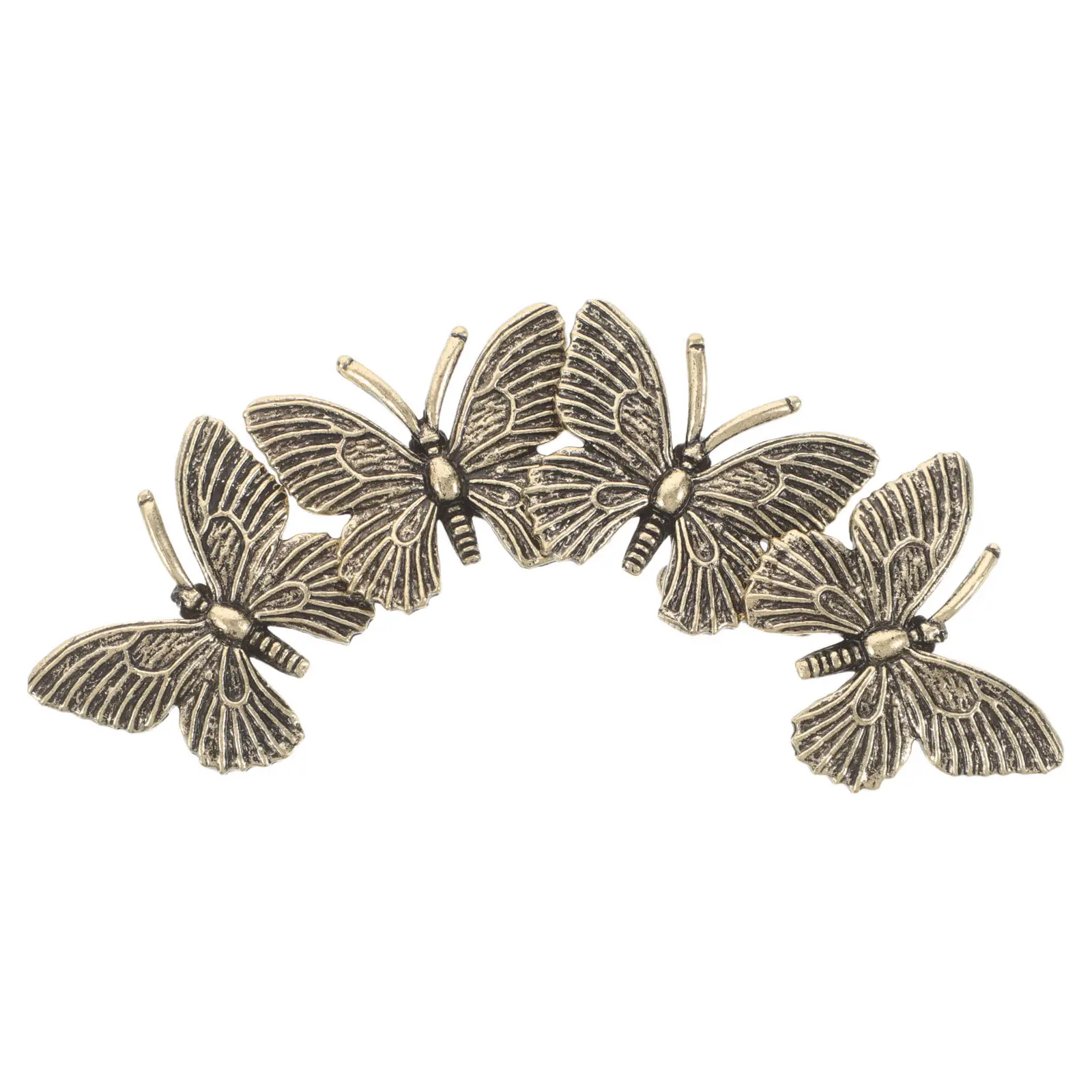 4Pcs Brass Butterfly Retro Desk Ornament Vintage Tea Pet Decorative Animal Sculpture Paperweight for Home Office