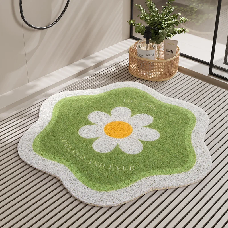 Inyahome Shower Flower Floor Mats Non Slip Without Suction Cups 40x60cm 50x80cm PVC Loofah Bathroom Mats for Shower and Bathroom