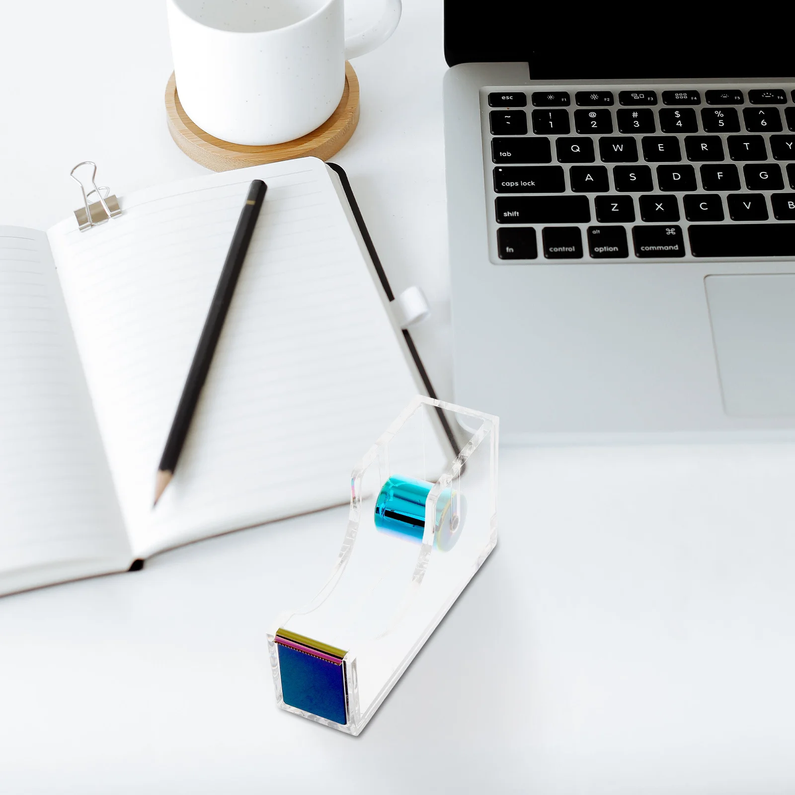 واضح الاكريليك لاصق موزع سطح المكتب الشريط حامل عدم الانزلاق قاعدة مكتب عمل منظم اليد المسيل للدموع القاطع سهلة الاستخدام