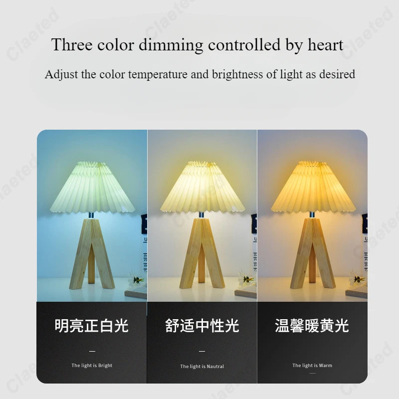 Creative Retro LED โคมไฟตั้งโต๊ะไม้ห้องนอน Headboard ตกแต่งบรรยากาศไฟกลางคืนขนาดเล็ก