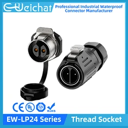 EW-LP24 Waterproof Connector IP68 Industrial Circular Aviation Electrical Connector M24 2-24 Pin Thread Socket