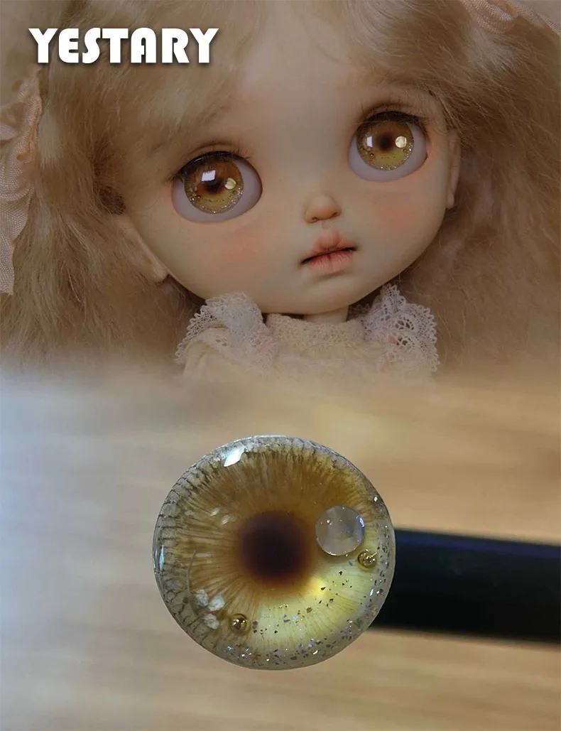 YESTARY BJD 14mm 눈 인형 액세서리, 블라이스 DIY 수제 인형, 반짝이는 물방울 접착제 눈 조각, Bjd 장난감 선물