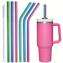 6pcs, Extra Long Metal Replacement Straws For Stanley 40oz Adventure Travel Tumbler, 12''x 8 MM Stainless Steel Drinking Straws