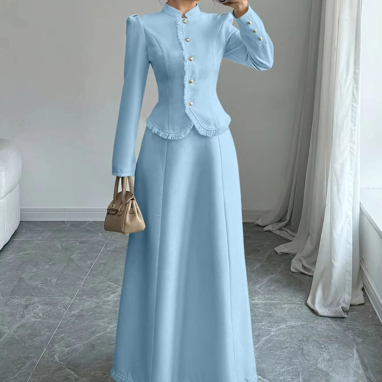 

Women's Dresses Suit Gowns With Belt Elegant Peaked Lapel Jacket Coat And Pants For Female Satin 2 Pieces Suit Customized W569