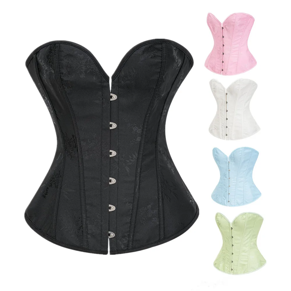 

Женские винтажные жаккардовые корсеты с завышенной талией, топы, готические сексуальные пластиковые бюстье на шнуровке, нижнее белье, формирователь тела, корсет без бретелек