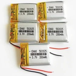 5 szt. 3,7 V 200 mAh 502025   Akumulator litowo-polimerowy LiPo do kamery Mp3 Bluetooth GPS Masażer Rejestrator 5 * 20 * 25 mm